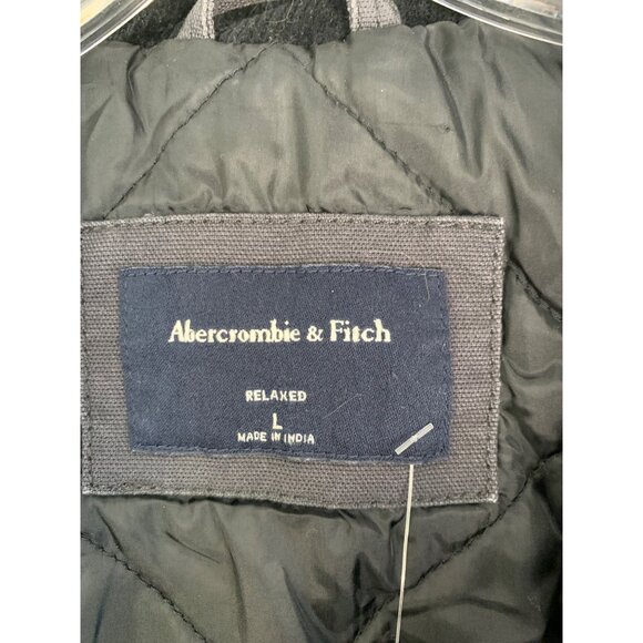 Rare VTG NWT Abercrombie & Fitch Canvas Work Jacket L Gray Zip Snap RJ10623 - Picture 6 of 12